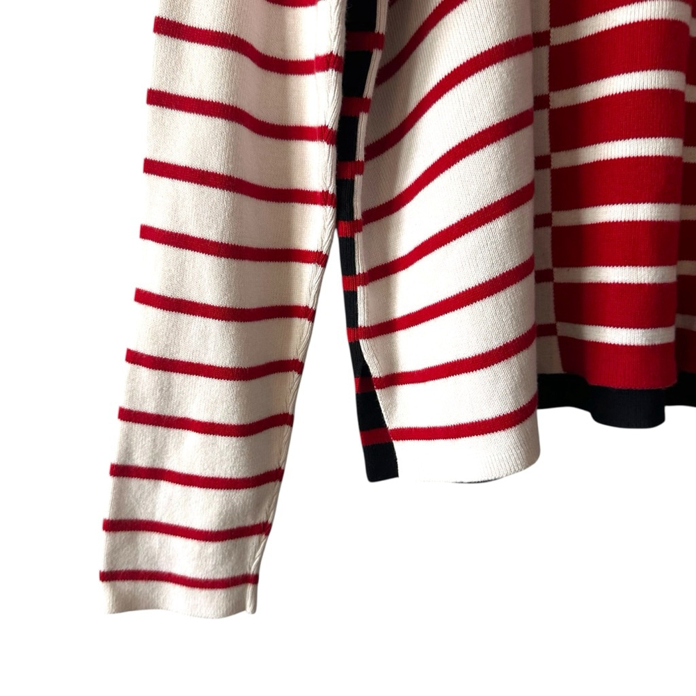 Cabi Red White Striped Contrast Pocket Sweater Women’s Small - Picture 4 of 8